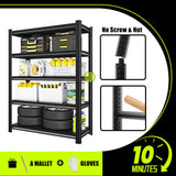 SDXYSTCE 48" W Garage Shelving Heavy Duty, 2800 Lbs Loads Garage Storage Shelves Heavy Duty, Metal Shelving Units and Storage Racks, Industrial Utility Shelf,48" Wx18 Dx78 H, Black SDXYSTCE