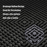 HTWELL 24 Pack 16"x 16"Interlocking Garage Floor Tiles,Modular Drainage Floor Mat,Non-Slip Splicing Interlocking Drainage Mats Floor Tile for Garage Car Wash Basement,etc(Black) HTWELL