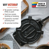 Victoria Cast Iron Tortilla Press, Tortilla and Roti Maker, Made in Colombia, 8 Inches Victoria