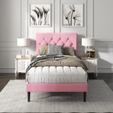 HAOARA Twin Size Platform Bed Frame with Upholstered Button Tufted Headboard, Mattress Foundation with Wooden Slat Support, Noise Free, No Box Spring Needed, Easy Assembly, Pink Velvet HAOARA