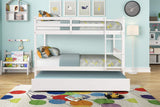 WIILAYOK Full Over Full Bunk Bed with Trundle, Convertible to 2 Full Size Platform Bed, Full Size Bunk Bed with Ladder and Safety Rails for Teens, Adults, White WIILAYOK