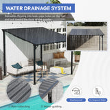 SUNSITT 8’ x 10’ Gazebo, Outdoor Lean to Gazebo Pergola w/Drainage Holes, Wall-Mounted Gazebo with Hard Top Metal Awnings for Patio Backyard Deck, Dark Grey SUNSITT
