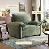 ONBRILL Oversized Accent Chair, 41 Inch Chenille Fabric Armchair, Comfy Single Sofa Chair with Padded Arms, Pocket Spring Cushion, Modern Reading Chair for Living Room, Bedroom, Green ONBRILL