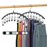 Legging Organizer for Closet, Metal Yoga Pants Hangers 2 Pack w/10 Clips Holds 20 Leggings, Space Saving Hanging Closet Organizer w/Rubber Coated Closet Organizers and Storage, Black Volnamal