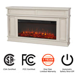 Real Flame Torrey 60” Electric Fireplace TV Stand for TVs up to 60 inches, Entertainment Center with Adjustable Shelves and Hidden Storage, TV Stand for Living Room and Bedroom, Bone White Real Flame