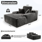 ovios 67''x48'' Chaise Lounge Chair Indoor, Upholstered Sofa Bed with 2 Throw Pillows and Armrests, Comfy Fluffy Plush Oversized Sleeper Couch for Living Room, Grey ovios