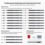 Kird Barken 24PCS Professional Sketch Pencil Set – 5H to 14B Pencils, Charcoal Pencils, Art Supplies Kit with Erasers, Sharpener, Knife – Ideal Gift for Artists, Students, Kids, Beginners Kird Barken