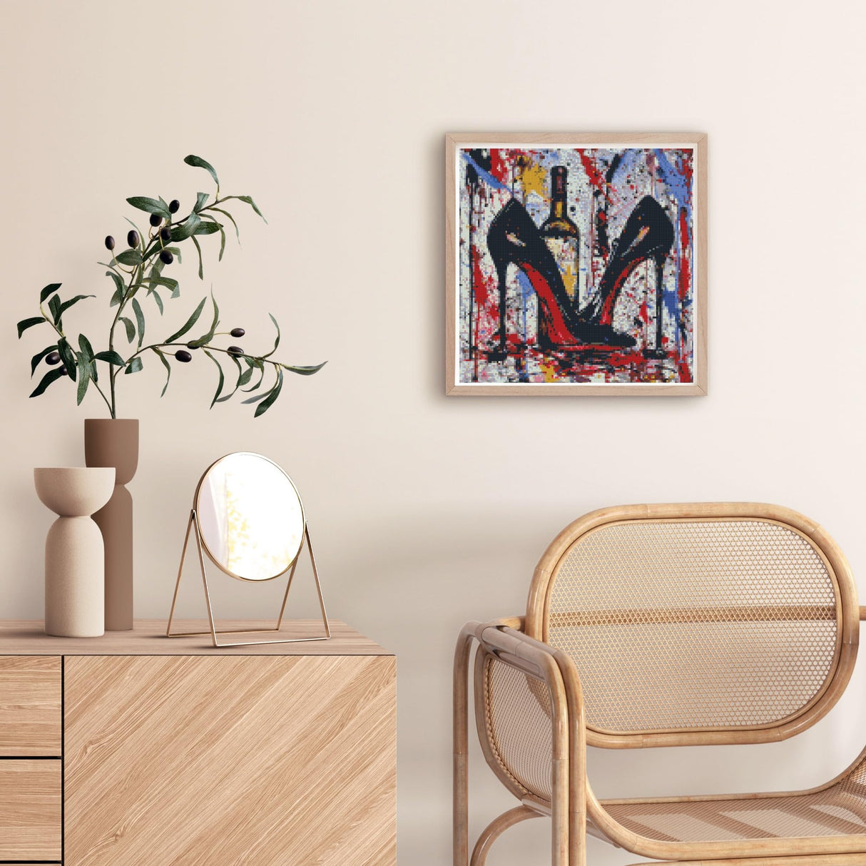 Woman High-Heel Shoes and Wine 5D Diamond Art Painting by Number Kits for Adults DIY Paint with Full Drill Round Diamond Gems Painting Art Craft for Home Wall Decor 13.8x13.8inch(2) WoodArtSupply