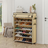 Calmootey 7 Tier Shoe Rack Organizer to Hold 35 Pairs, Portable Shoe Shelf with Nonwoven Fabric Cover for Closet Hallway, Bedroom, Entryway, Beige Calmootey