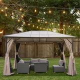 Grand Patio 10'x13' Gazebo Outdoor Hardtop Polycarbonate Gazebo Canopy with Netting and Curtains for Garden, Patio, Backyard Grand patio