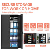 Reemoon Metal Storage Cabinet with Locking Doors and Adjustable Shelves, 72" Tall Steel Storage Cabinet for Home Office, Black Reemoon