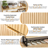 VINGLI Fluted Shoe Cabinet Storage for Entryway,Hidden Shoes Storage Cabinet with 2 Flip Drawers, Mid Century Modern Shoe Rack Organizer,Free Standing Shoes Organizer for Hallway(Natural Oak) VINGLI