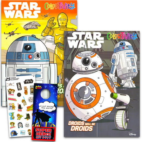 Star Wars Coloring Books for Kids - Bundle with 2 Droids Coloring Book Feat. C3PO, R2D2, BB8 Plus Stickers STAR WARS