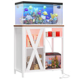 YITAHOME Fish Tank Stand with Power Outlets & LED Light, 20-29 Gallon Metal Aquarium Stand with Cabinet for Fish Tank Accessories Storage for Turtle Tank, Reptile Terrarium, 350LBS Capacity, White YITAHOME
