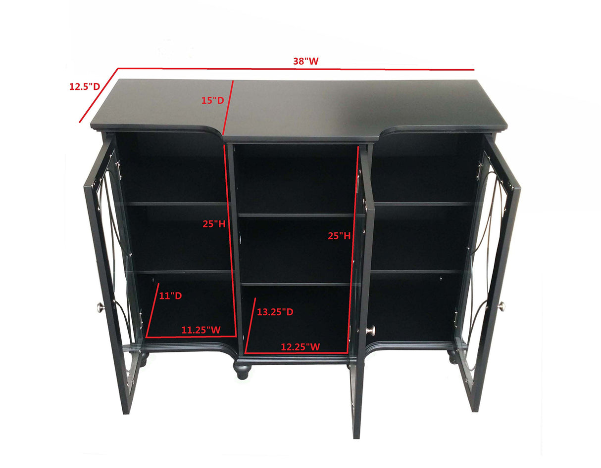 Kings Brand Furniture Wood Storage Sideboard Buffet Cabinet Console Table, Black Kings Brand Furniture