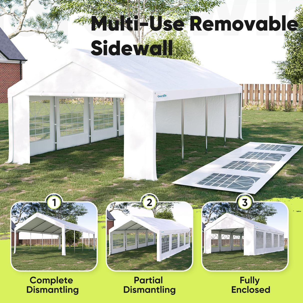 Quictent Premium 10x30 Party Tent Heavy Duty Outdoor Gazebo White Event Shelter Wedding Canopy Tent for Parties Carport BBQ with Removable Sidewall Windows & Storage Bags Quictent