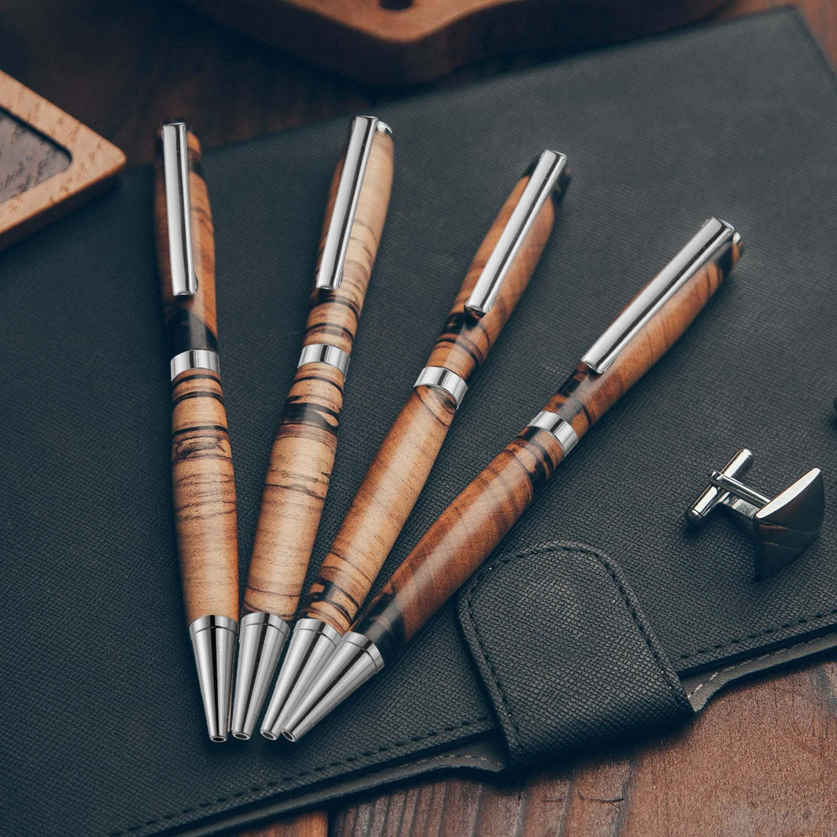 Colarr 10 Pcs Pen Kits for Wood Turning 7mm Slimline Pen Twist Kit with Refill Lathe Turning Supplies for Making Office Classroom Supplies DIY Friend Teacher Student Gifts(Silver) Colarr