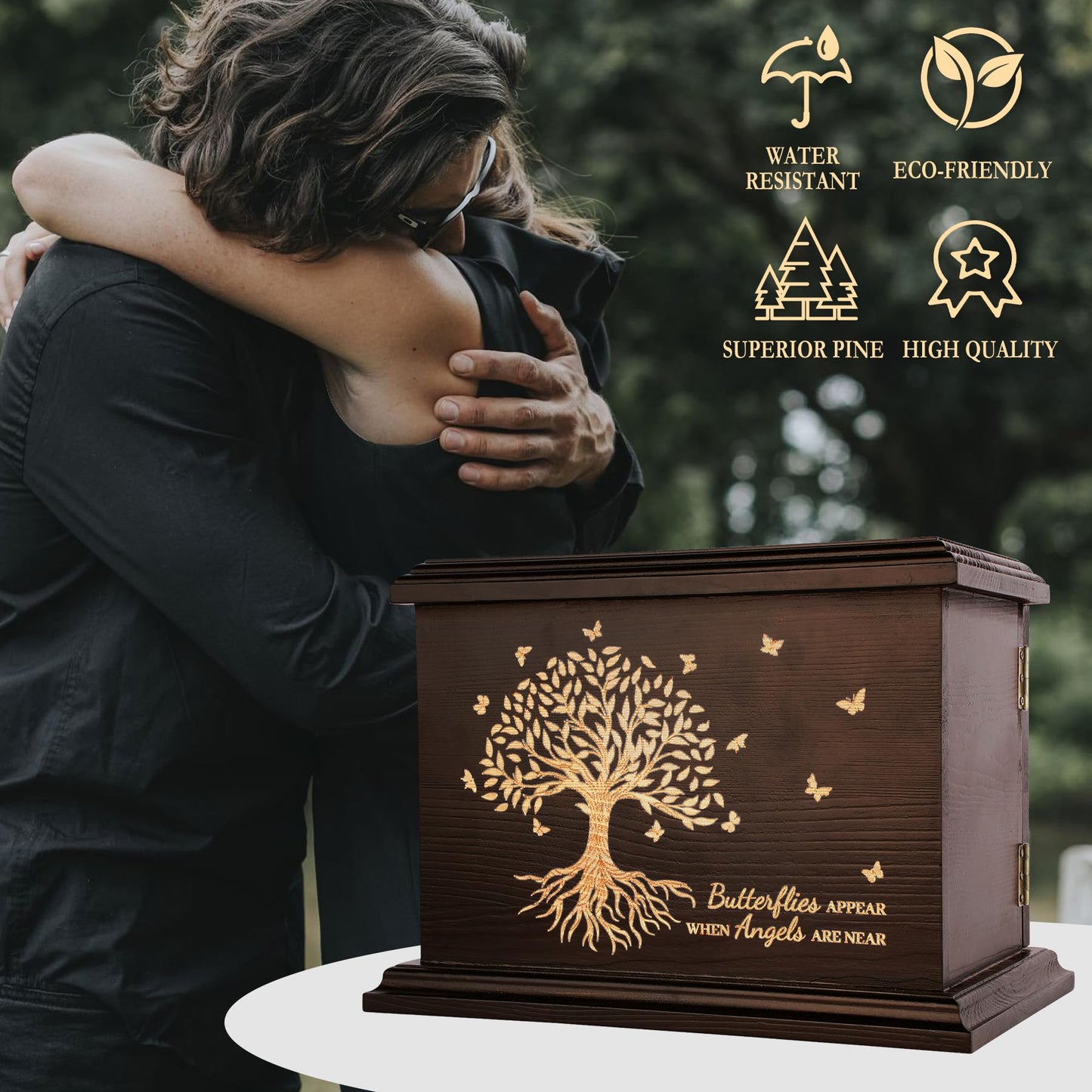 Cremation Urns for Human Ashes - Wooden Urns for Human Ashes Adult Male Female Handmade Tree of Life Urns Box and Casket for Ashes Men Women Pets Urn