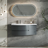 Weibath Floating Vanity 35" Floating Curved Bathroom Vanity Wall Mounted Half-Circle Bathroom Cabinet Weibath