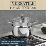 MICHELANGELO 3 Quart Saucepan with Lid & Steamer, Stainless Steel Sauce Pan with Triply Bottom, 3 QT Sauce Pot, Nonstick Saucepan Induction Compatible MICHELANGELO