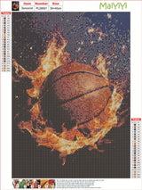 MaiYiYi Fire Basketball Diamond Painting by Numbers 5D Full Round Diamond Painting Basketball Diamond Painting Cross Stitch Kit Ball Lover Diamond Painting for Adult Wall Art Decor (30X40 CM) MaiYiYi