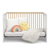 Storkcraft Calabasas 3-in-1 Convertible Crib (White with Driftwood) – GREENGUARD Gold Certified, Fits Standard Crib Mattress, Converts to Toddler Bed, Modern Style, Easy 30-Minute Assembly Storkcraft