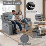 GNMLP2020 Reclining Loveseat Recliner Sofa Couch 2 Seater with Side Pocket, Velvet Double Wall Hugger Loveseat Recliner Sofas for Living Room, RV, Home Theater(Loveseat, Grey) GNMLP2020