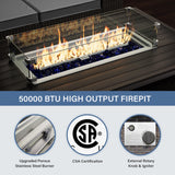 Kurapika 10 Pieces Patio Furniture Set, Rattan Wicker Outdoor Conversation Sets w/43in Propane Fire Pit Table, Swivel Rocking Chairs Patio Sectional Sofa w/4 Inch Cushion, Grey Kurapika