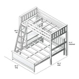 Max & Lily L Shape Twin over Full Bunk Bed with Bookcase, Clay Max & Lily