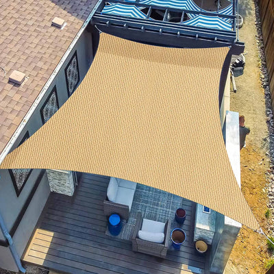 SUNLAX Sun Shade Sail,8'x10' Sand Rectangle Canopy Shades for Outdoor Patio Pergola Cover Sunshade Sails UV Blocking Canovas Covers