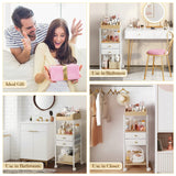 Makeup Organizer, Floor Skincare Organizers, Make Up Organizers and Storage with Drawers, Vanity Organizer Cosmetics Display Cases Holder for Skin Care Nail Polish Perfume Makeup brush Hair Tool SOLIMINTR