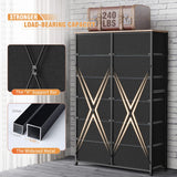 EnHomee 12 Drawer Dresser with Wooden Top and Metal Frame, Tall Fabric Dresser & Chest of Drawers for Bedroom Closet Living Room, Rustic Brown, 11.8" D x 34.7" W x 52.4" H EnHomee