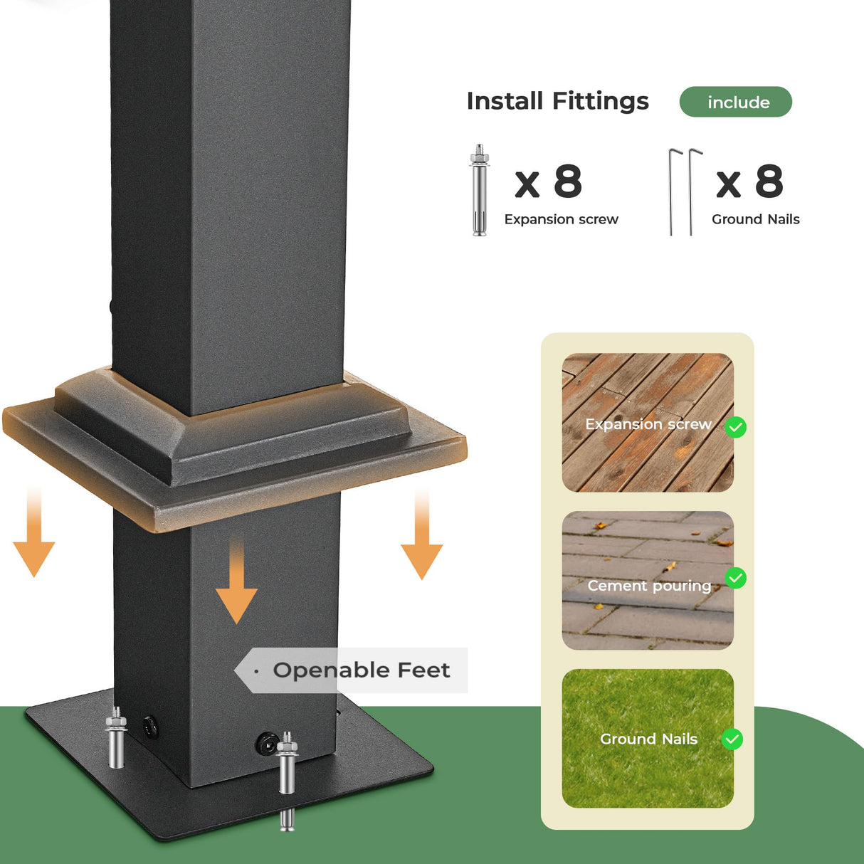 LUXIJOY 10 x10 Arched Outdoor Pergola Patio Metal Pergola for Deck, Outdoor Retractable Pergola with Canopy and Hardware, Small Aluminum Pergola with Canopy Fixed in Various Positions (Grey) LUXIJOY