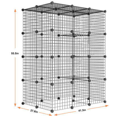 PAWING Catio Outdoor Cat Enclosure Indoor Cat Cage Outdoor Large Metal Wire Cat Playpen Kennel for 1-3 Cats 2x3x4 DIY Kitten Cage Detachable Patio Cat Crate - WoodArtSupply