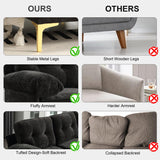 CALABASH 83" L Shaped Sectional Sofa, Chenille 3-Seater Sofa with Reversible Chaise, Modern Soft Cushion Fluffy Armrest Convertible Couch for Living Room Apartment Small Spaces (Black) CALABASH