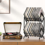 RUILALIFE 2-Tier-Vinyl-Record-Storage-Holder With Dividers, 200 LPs Albums Storage Rack Shelf, Steel Music Records Display Shelf Organizer For Book, Magazine, Files,Matte Black RUILALIFE
