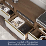 BELLEZE 70" TV Stand for TV up to 70", Modern Home Entertainment Center with Open Shelves and Drawers, Media Console Table, Wood Storage Cabinet for Living Room, Bedroom - Broadway (White) BELLEZE