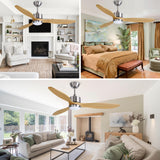 Ovlaim 60 inch Smart Ceiling Fan with Light Remote Control, Dimmable Led Quiet DC Motor Wood Ceiling Fan for Living Room, Bedroom, Patio, Farmhouse Ovlaim