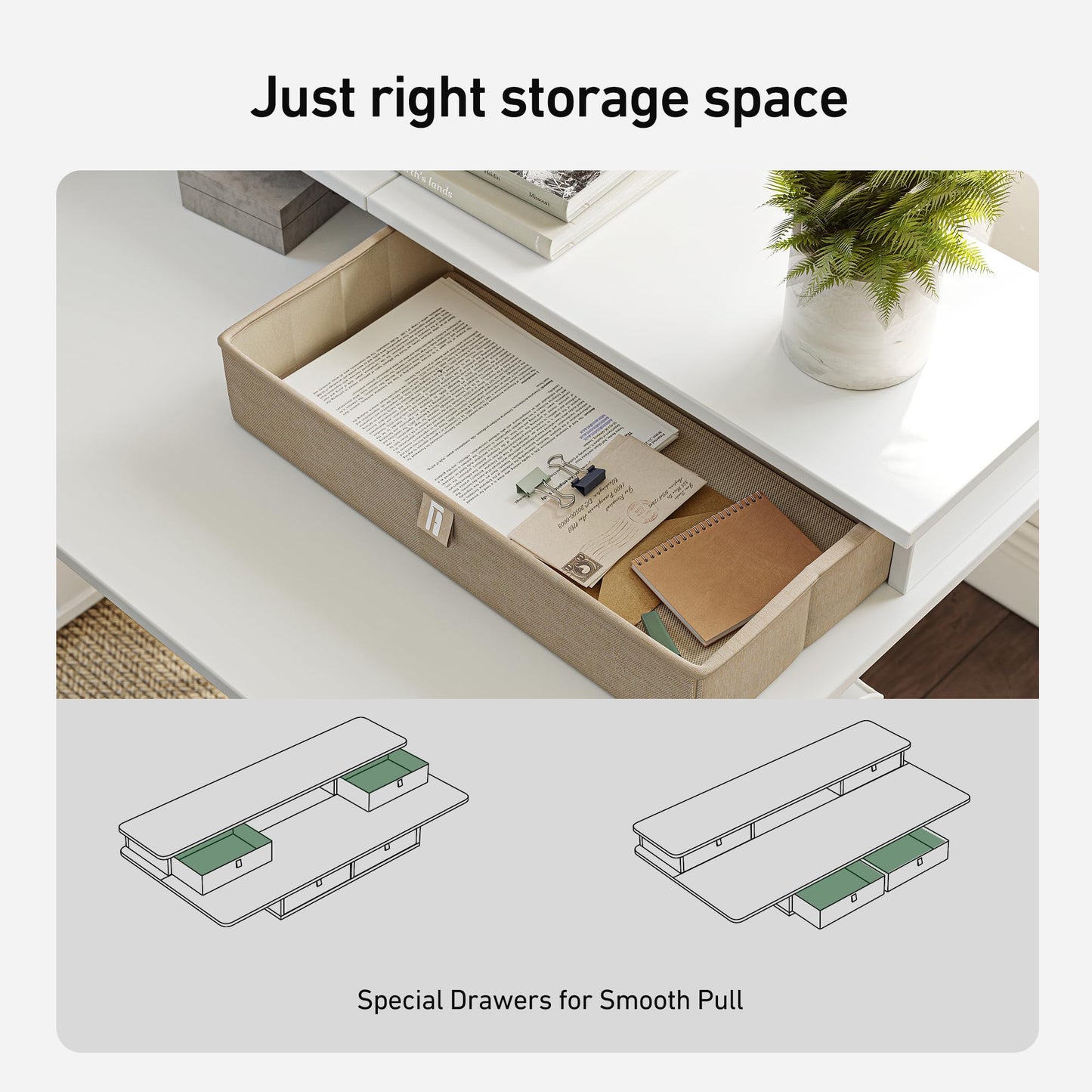 FEZIBO Sturdy Height Adjustable Electric Standing Desk with Drawers, 63 x 24 Inch Stand Up Table with Large Storage Shelf, Sit Stand Desk, White Top - WoodArtSupply