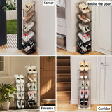 Patinao Sloping Narrow Shoe Rack 5 Tiers - Free Standing Vertical Shoes Racks for Small Spaces and Corner, Shoe Storage Organizer for Entryway, Tall Slim Shoe Shelf Cabinet for Shoes and Boots Patinao