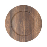 Simply Elegant Set of 6 Faux Wood Plastic Charger Plate | Service Plate for Parties, Dinner, Weddings, Quinceaneras and Events | 13 inch Diameter | Brown Finish Simply Elegant