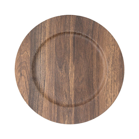 Simply Elegant Set of 6 Faux Wood Plastic Charger Plate | Service Plate for Parties, Dinner, Weddings, Quinceaneras and Events | 13 inch Diameter | Brown Finish Simply Elegant