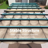 PURPLE LEAF 12' X 18' Outdoor Retractable Aluminum Pergola with Sun Shade Canopy Patio Metal Porch Garden Pavilion Grill Gazebo Modern Backyard Grape Trellis Pergola, Beige PURPLE LEAF