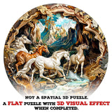 Wooden Puzzles for Adults, 3D Visual Effects Running Horses Wooden Jigsaw Puzzles for Adult, Wood Puzzles Adult, Cool Puzzles, Unique Gift Idea, Wall Art Canvas Puzzle (S-8.5 * 8.5in-100 Pcs) Pijesaksa
