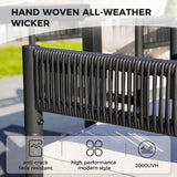 Grand patio Outdoor Dining Chair Set of 2, 2 Pieces Patio Dining Chairs, Metal Woven Wicker Swivel Patio Chairs with Grey Cushions for Backyard, Deck, Garden, Porch, Lawn and Poolside (Black) Grand patio