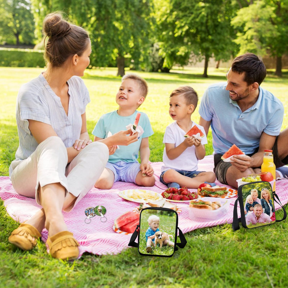 2 Pcs Sublimation Crossbody Bag Blanks, Sublimation Shoulder Bag with Adjustable Strap, DIY Sublimation Travel Sport Bags with 2 Pcs Double Side Sublimation Keychain for Birthday Christmas HIVEME