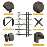 DWVO 5-Tier Bookshelf, 70.9" Tall Bookshelves Vintage BookCases with 5 Shelves Display Storage Shelves for Home Office, Living Room, Charcoal Gray DWVO