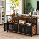AWQM Retro Sideboard Buffet Cabinet with Power Outlet & USB Port, Industrial Wood Farmhouse Coffee Bar Cabinet with Storage, Console Table for Kitchen, Dining Room, Living Room, Hallway, or Entrance AWQM