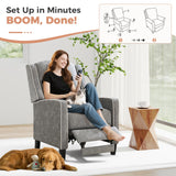 ANJ Push Back Recliner Chair, Soft Fabric Lounge Armchair,Wingback Recliner Single Sofa Chair with Steel-Reinforced Frame，Adjustable Pushback Chair for Living Room, Grey ANJ