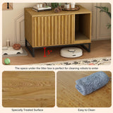 Fienveorn Litter Box Enclosure,Modern Cat Litter Box Enclosure Furniture Hidden Litter Box with Cat Scratch Pad, Cat Washroom Cat House End Table, Entryway Bench for Livingroom (Natural) Halitaa